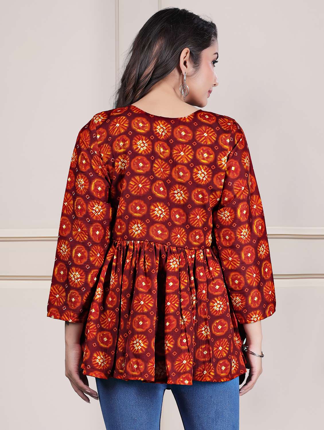 women printed long sleeve flared tunic - 22301579 -  Standard Image - 2