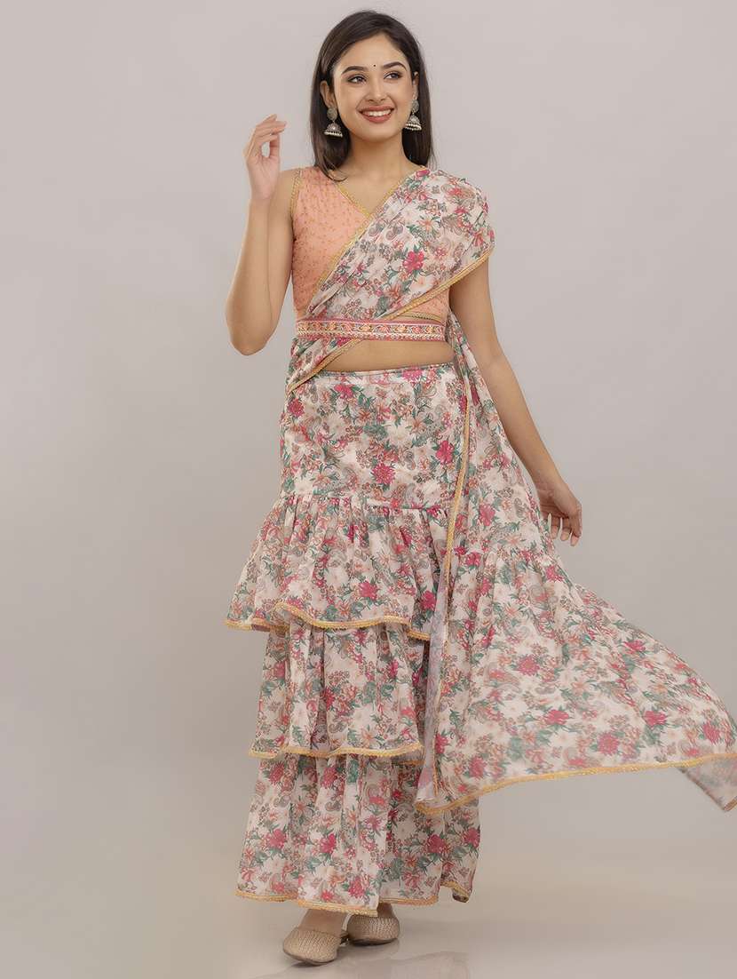 women floral printed pre-drape lehenga - 22301660 -  Standard Image - 2