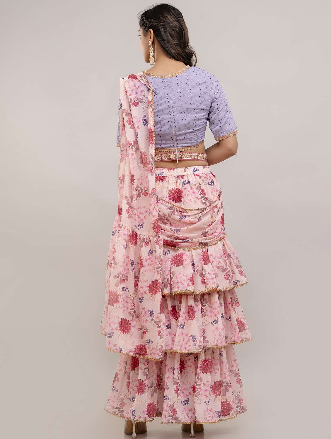 women floral printed pre-drape lehenga - 22301661 -  Standard Image - 7