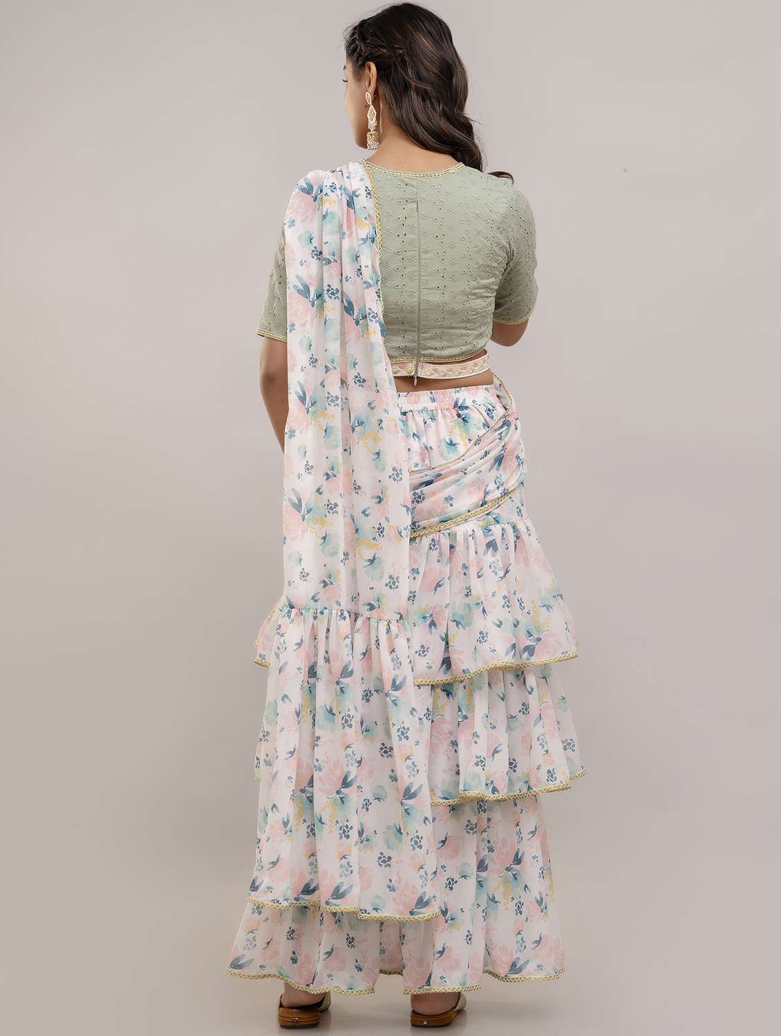 women floral printed pre-drape lehenga - 22301663 -  Standard Image - 7