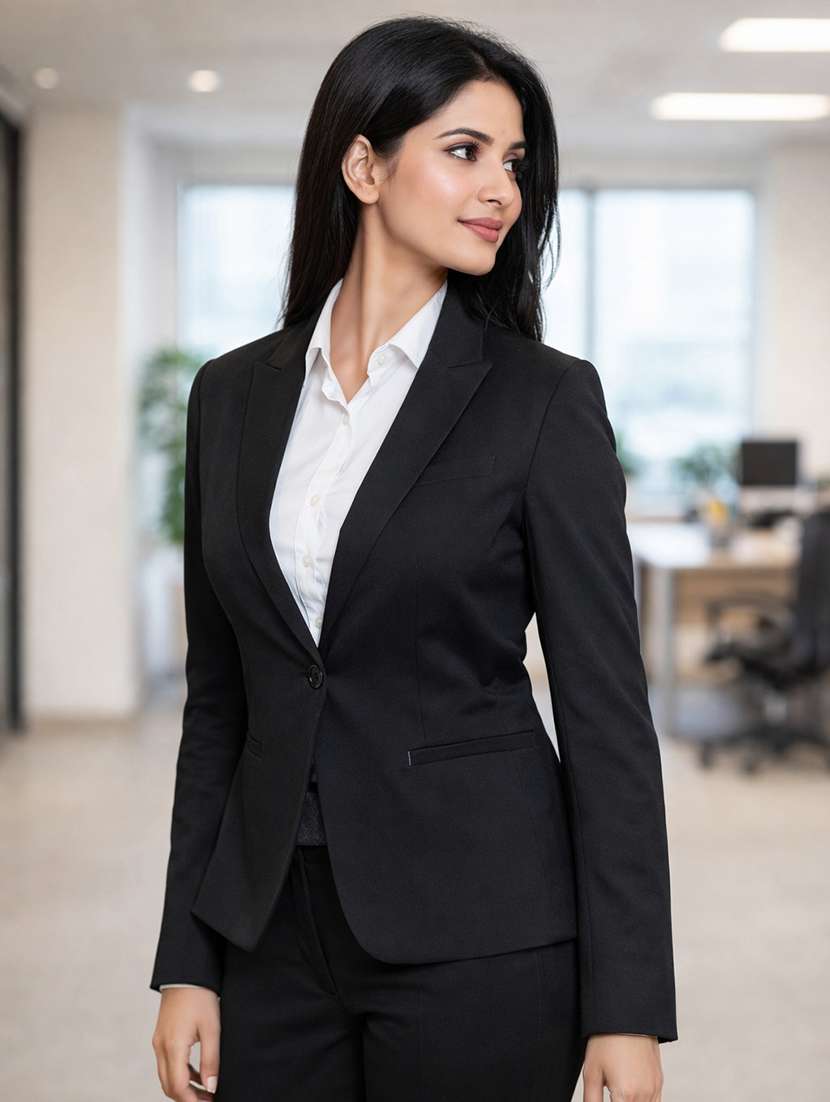 women solid long sleeve single breasted blazer - 22301679 -  Standard Image - 2