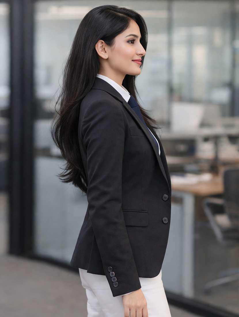 women solid long sleeve single breasted blazer - 22301680 -  Standard Image - 2