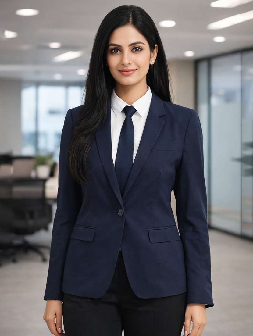 women solid long sleeve single breasted blazer