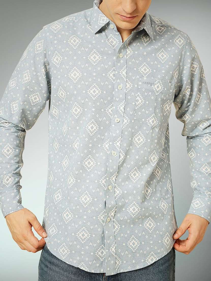men printed long sleeve regular fit casual shirt - 22301732 -  Standard Image - 2