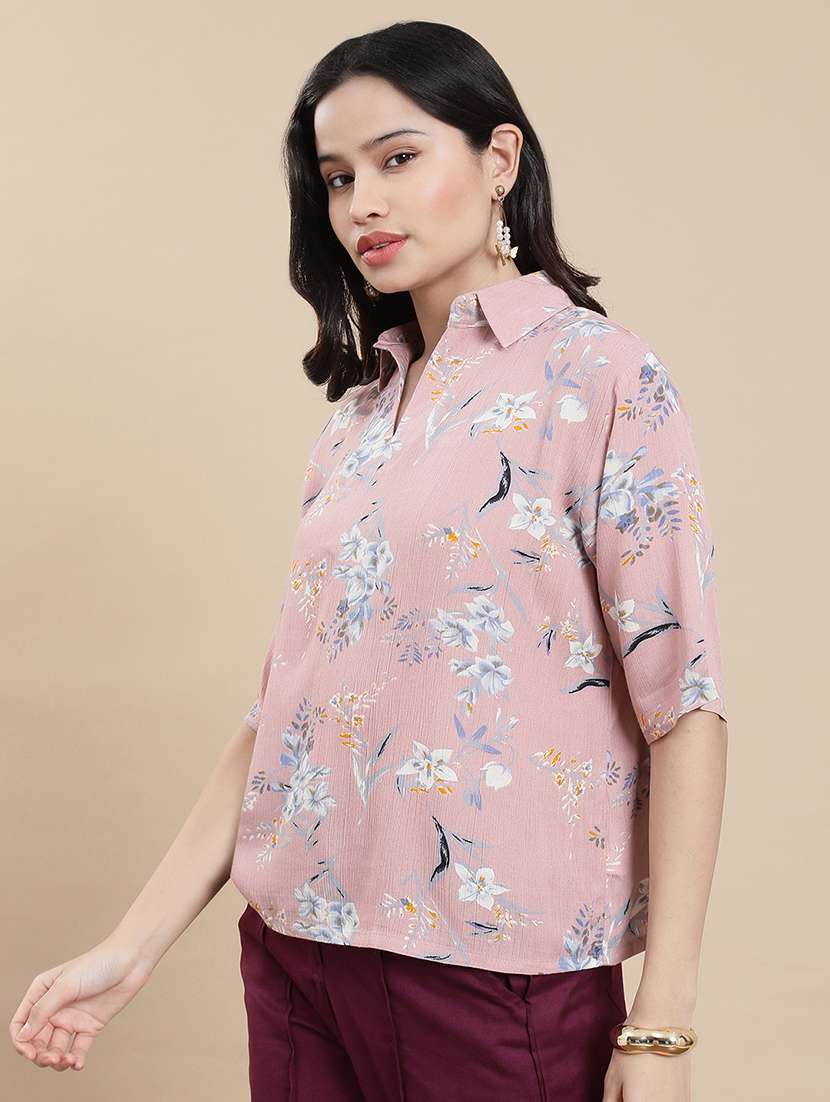 women floral print elbow sleeve top - 22301770 -  Standard Image - 2
