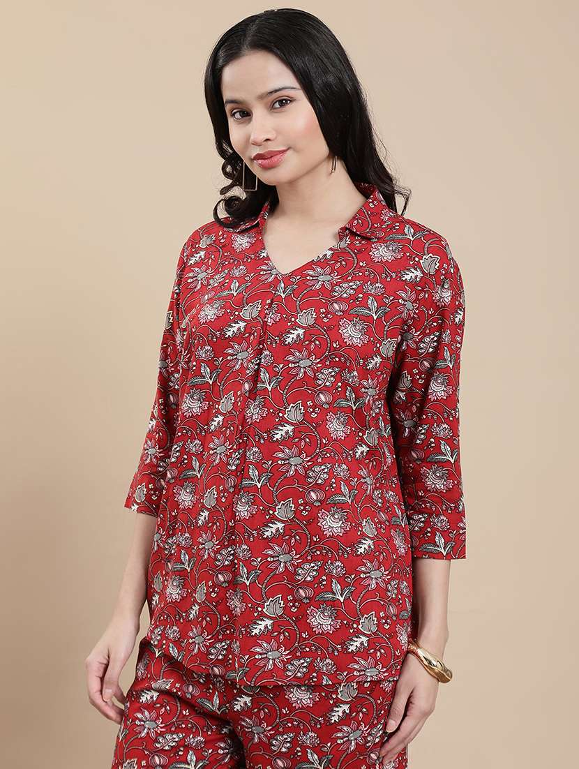 women floral print collared top - 22301821 -  Standard Image - 2