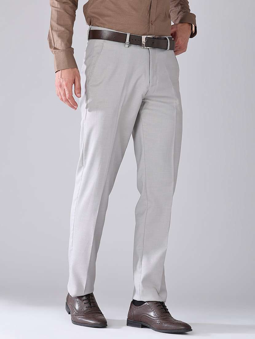 Men Solid Mid Rise Regular Fit Trouser - 22302225 -  Standard Image - 2