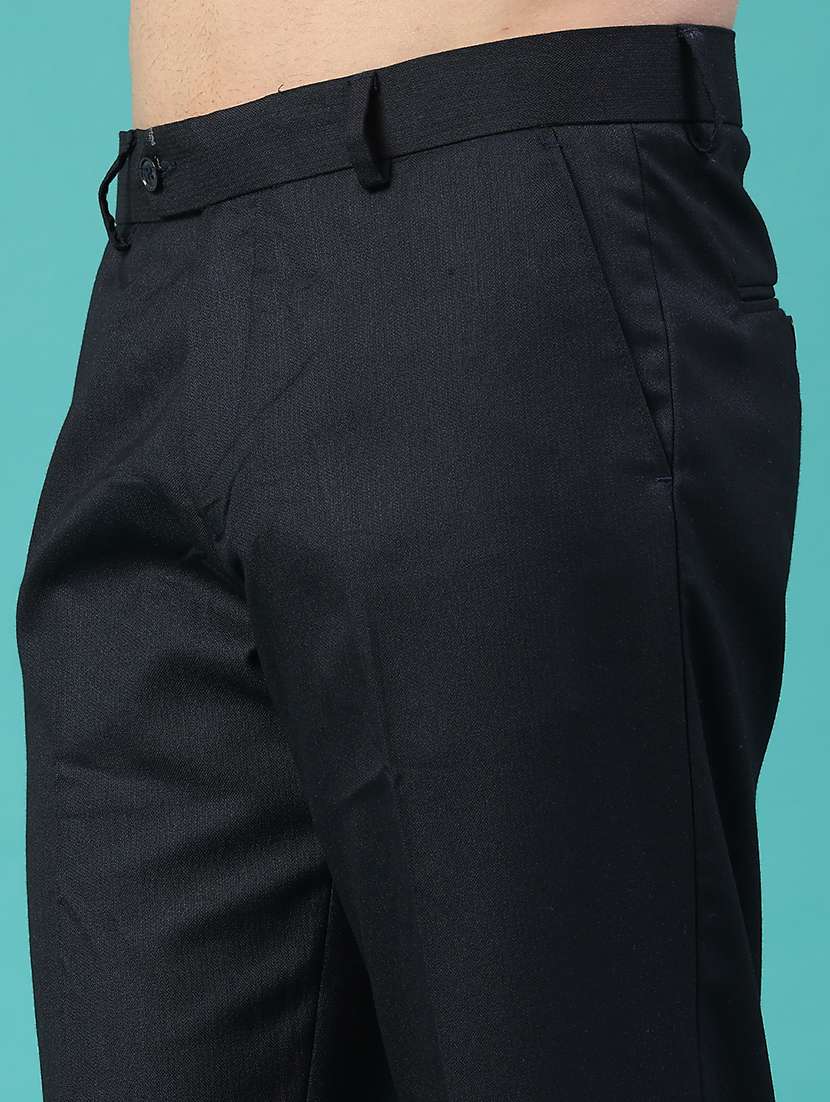 navy blue viscose flat front trousers formal - 22302228 -  Standard Image - 2