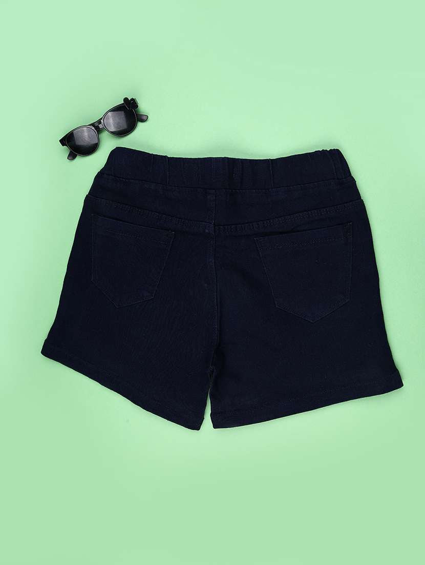 girls solid mid rise regular fit shorts - 22302336 -  Standard Image - 2