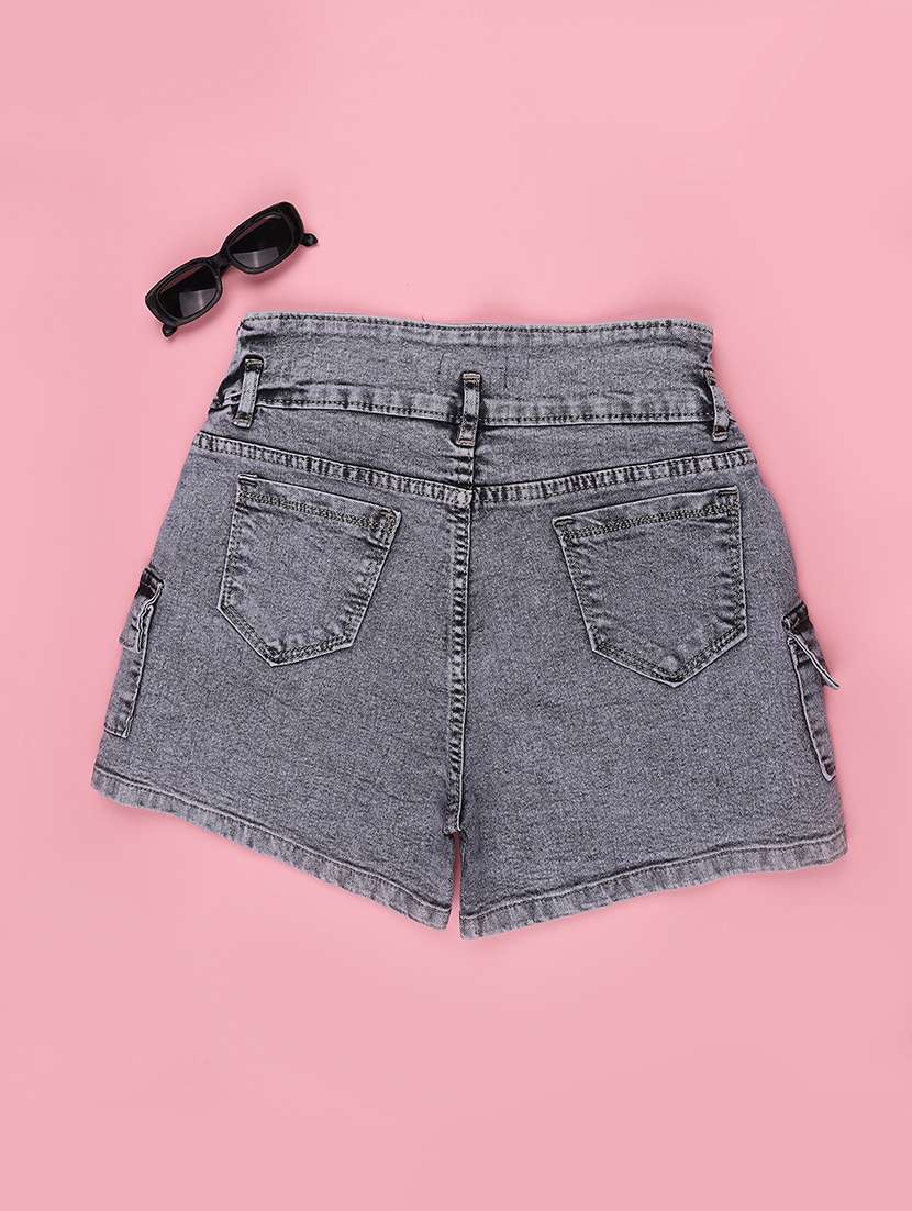 girls solid mid rise regular shorts - 22302337 -  Standard Image - 2