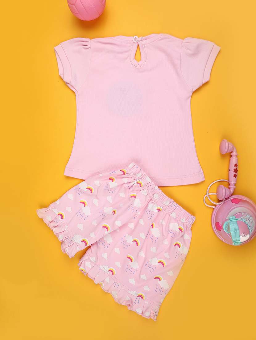 pink cotton shorts set infant twin - 22302344 -  Standard Image - 2