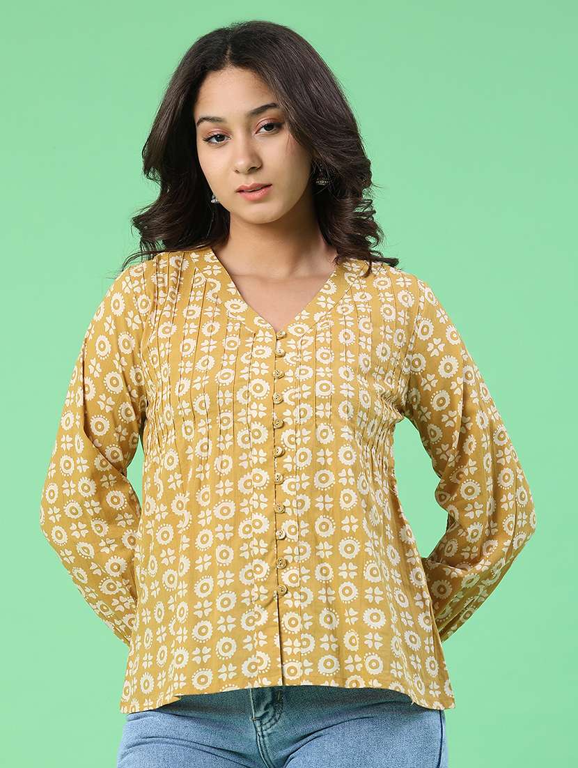 women printed long sleeves a-line top - 22302377 -  Standard Image - 2