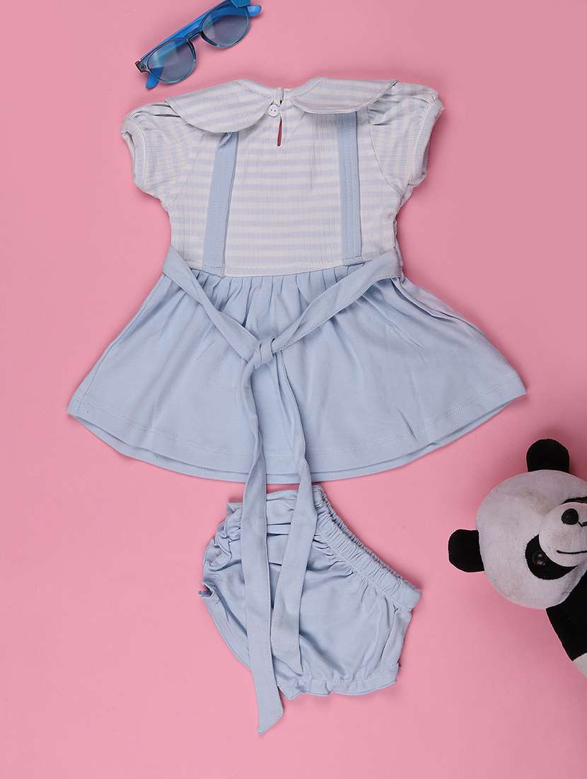 girls striped short sleeve frock with bloomer - 22302394 -  Standard Image - 2