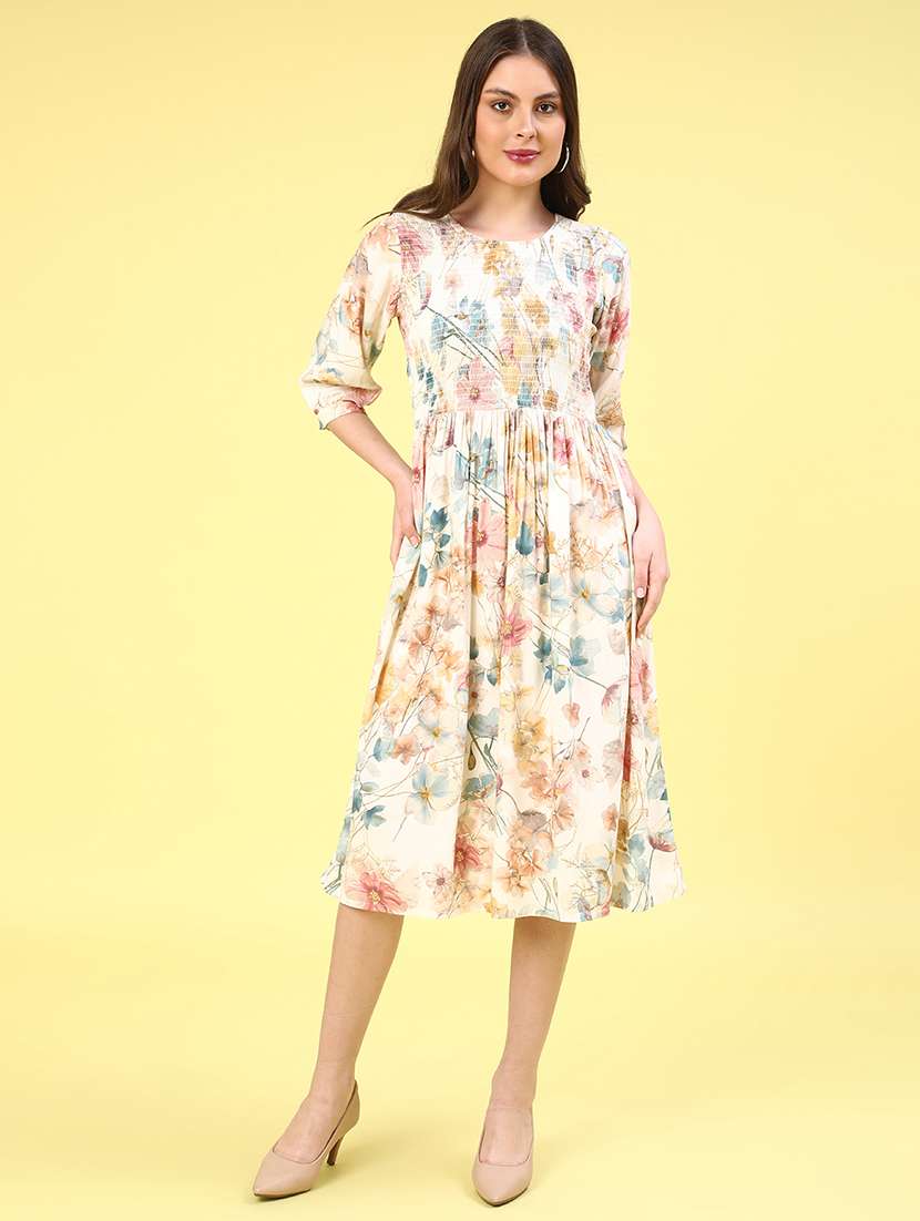 off white rayon aline dress - 22302419 -  Standard Image - 2