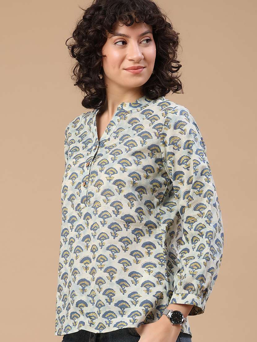 women printed long sleeves a-line kurti - 22302574 -  Standard Image - 2