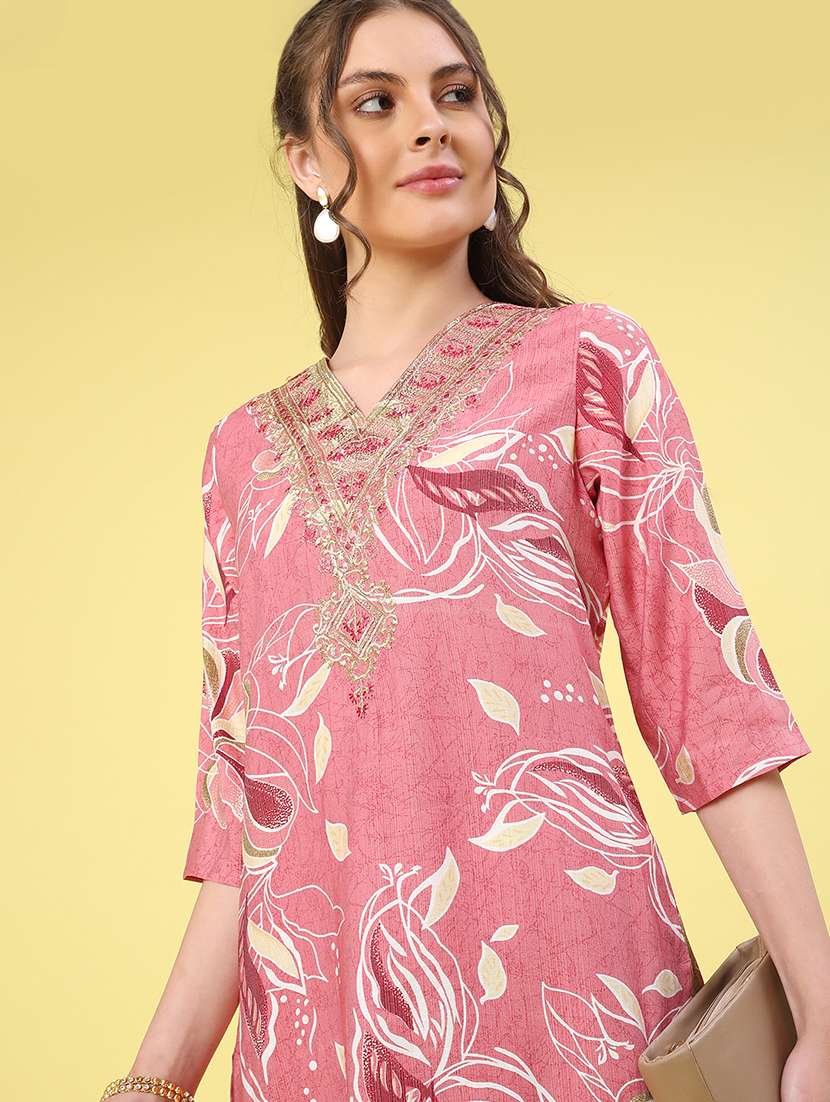 pink cotton straight kurta - 22302668 -  Standard Image - 2