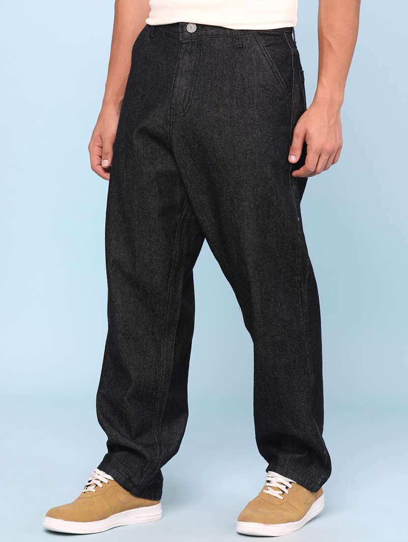 men solid mid rise baggy jeans - 22302757 -  Standard Image - 2
