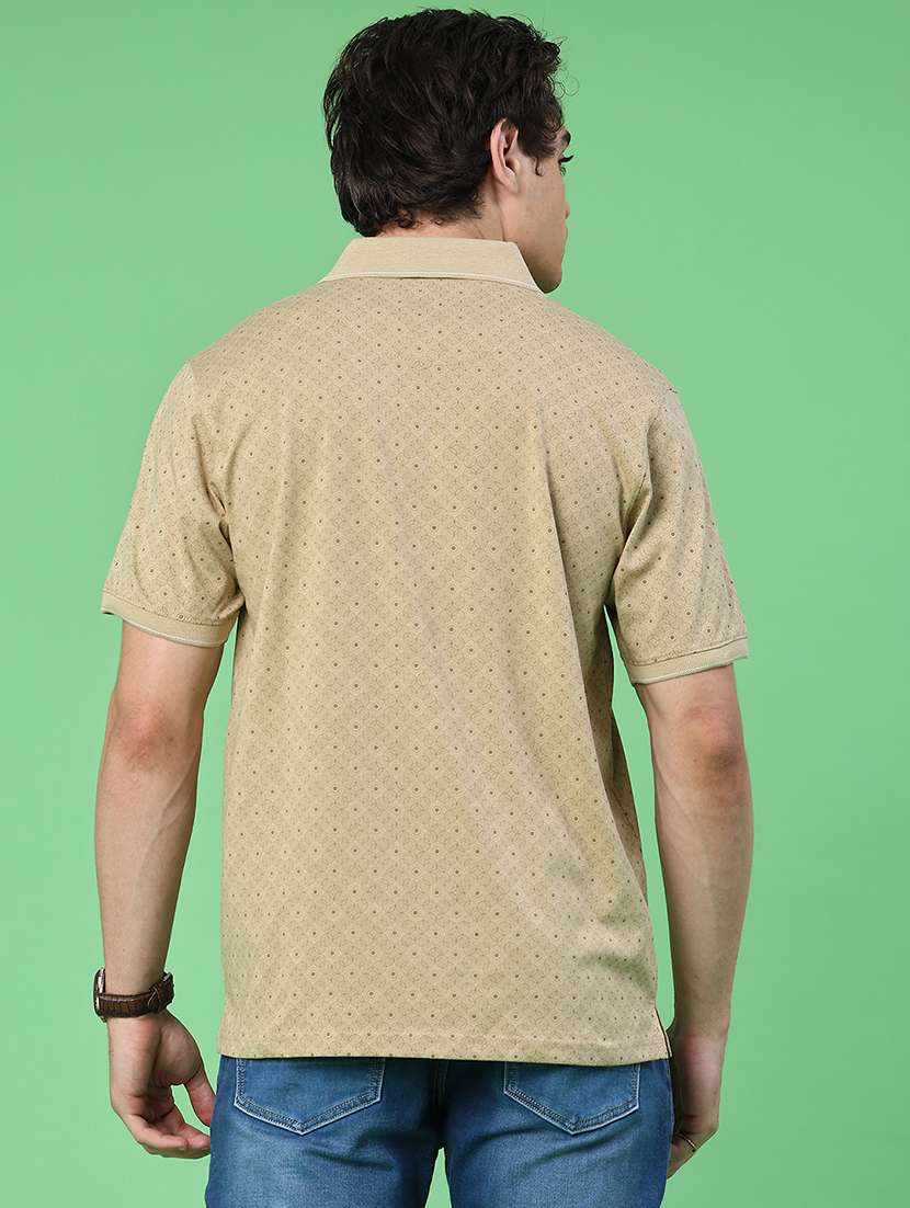 beige cotton blend plain polo tshirt - 22302775 -  Standard Image - 2