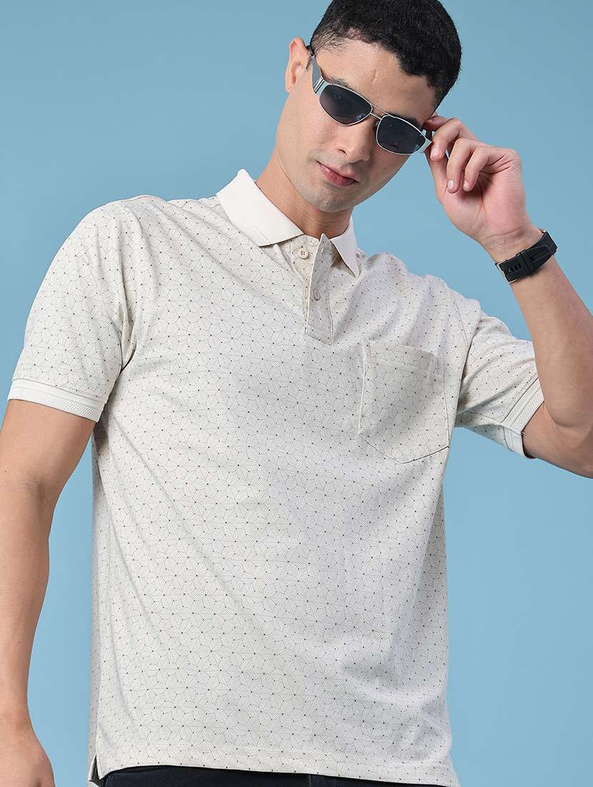 men printed short sleeve regular fit polo t-shirt