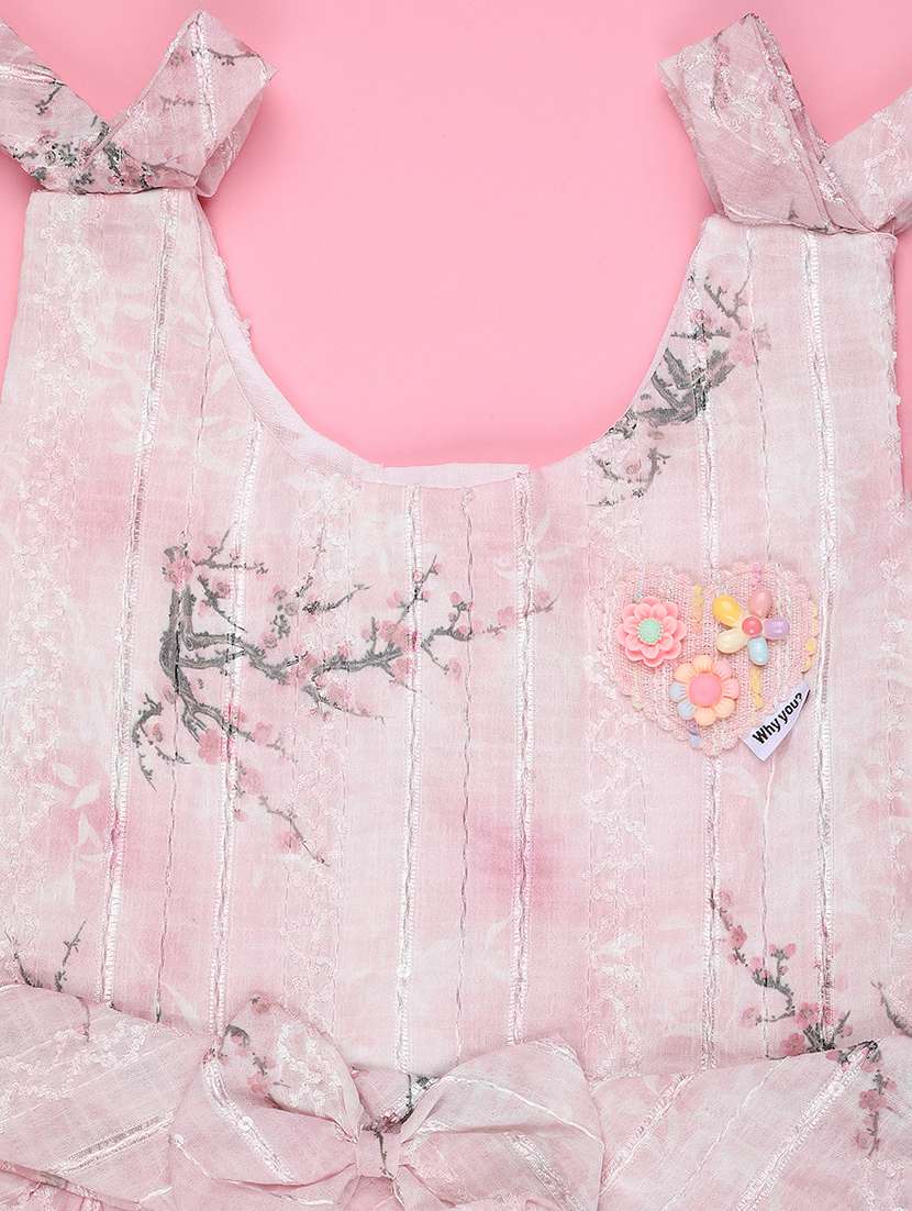 girls printed sleeveless tiered frock - 22302914 -  Standard Image - 2