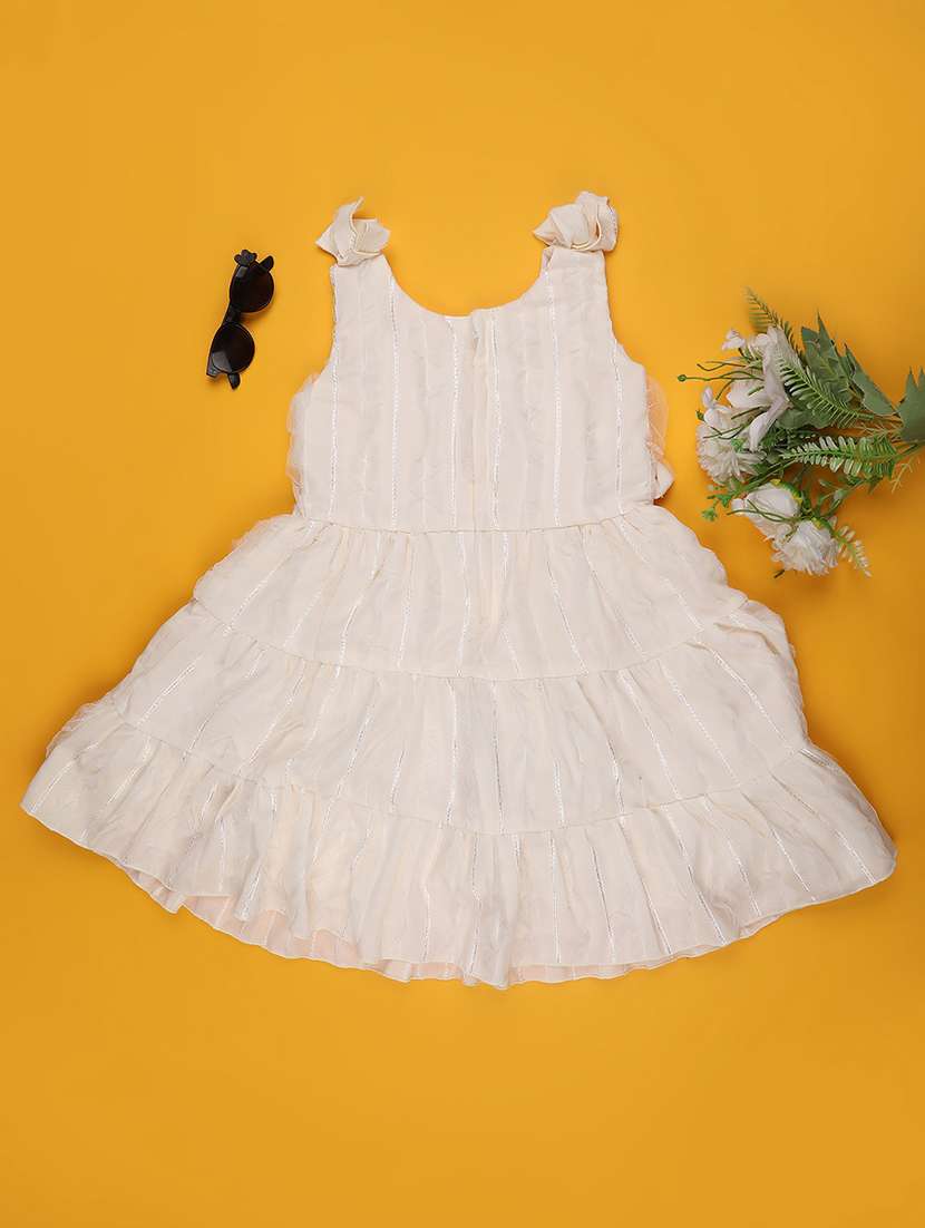 girls self designed sleeveless tiered frock - 22302917 -  Standard Image - 2
