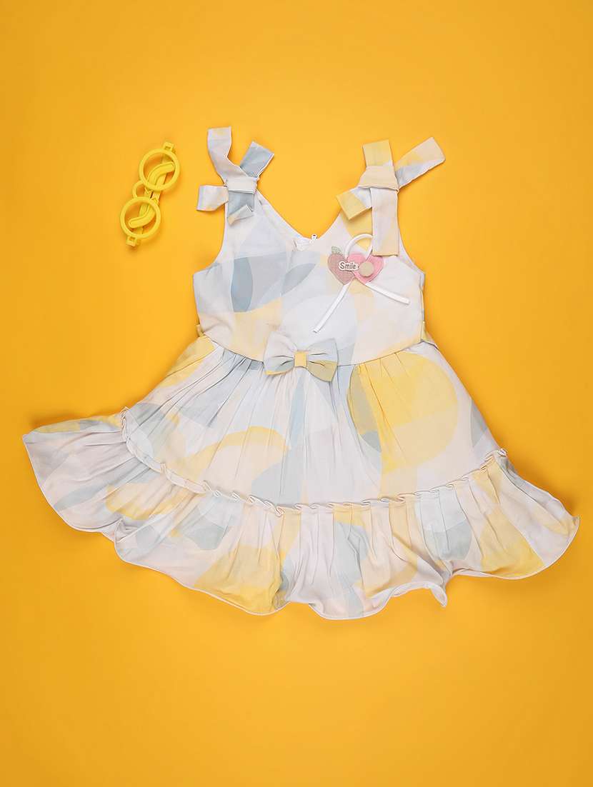 girls printed sleeveless tiered frock - 22302918 -  Standard Image - 2