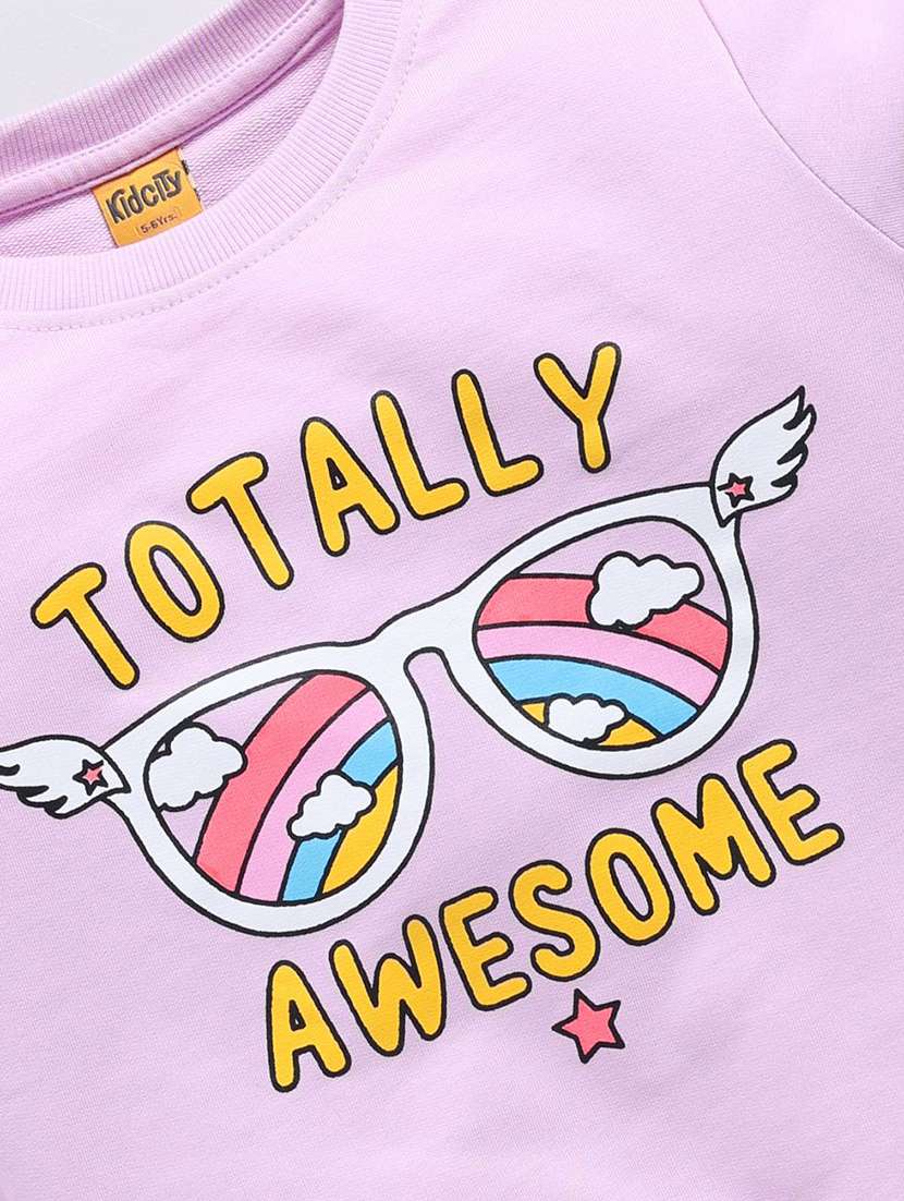 girls front print long sleeve sweatshirt - 22303049 -  Standard Image - 2