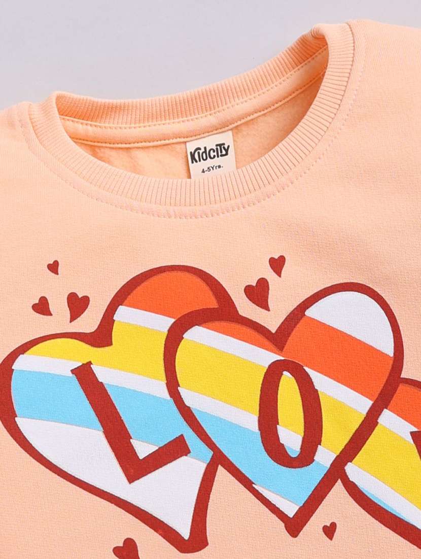 girls front print long sleeve sweatshirt - 22303060 -  Standard Image - 2