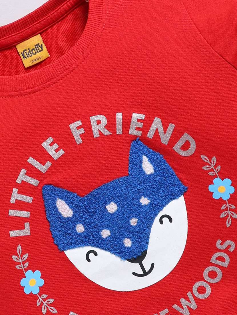 girls front print long sleeve sweatshirt - 22303066 -  Standard Image - 2