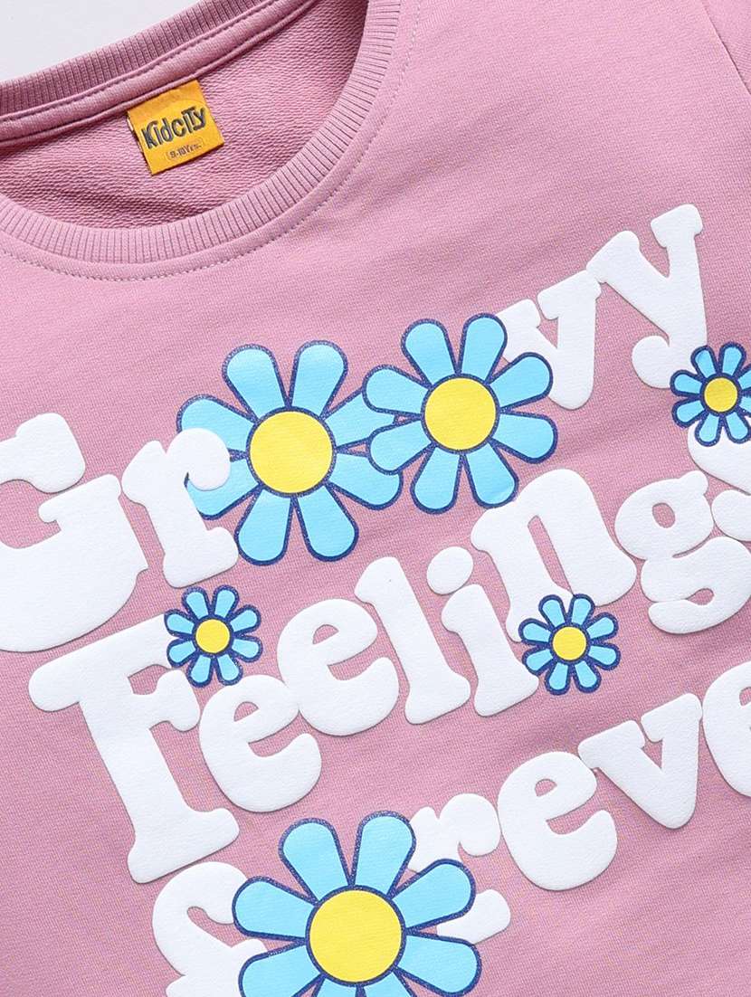 girls front print long sleeve sweatshirt - 22303069 -  Standard Image - 2