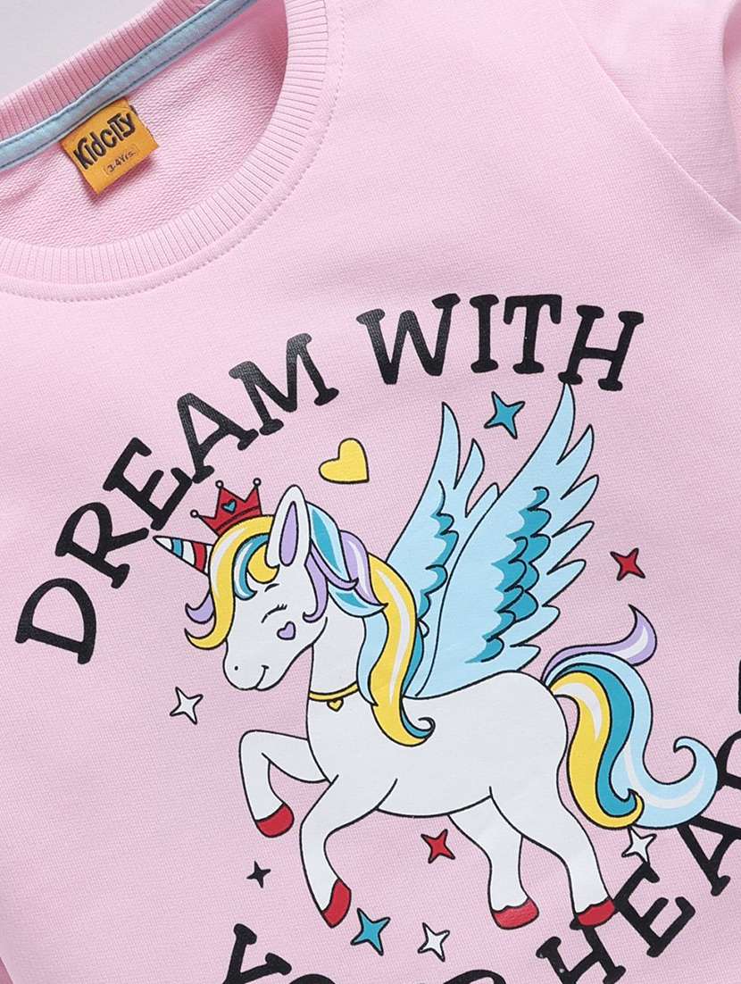 girls front print long sleeve sweatshirt - 22303077 -  Standard Image - 2