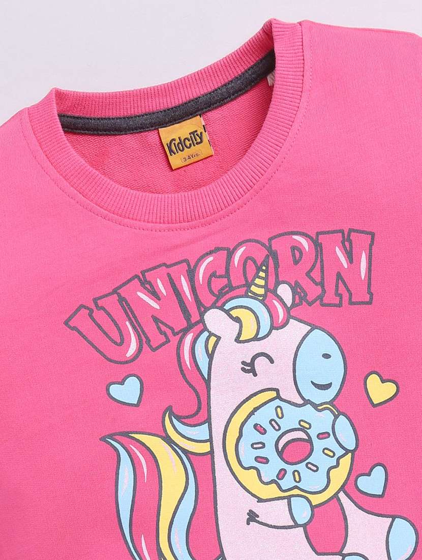 girls front print long sleeve sweatshirt - 22303081 -  Standard Image - 2