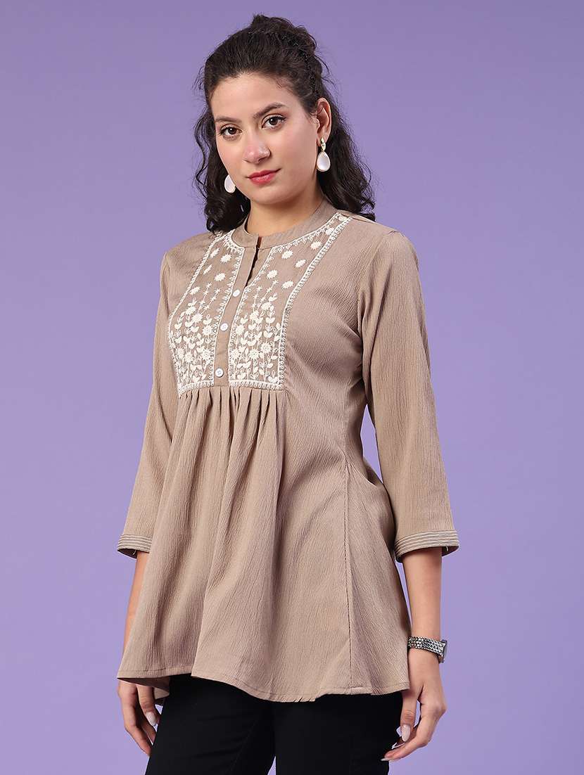 women self design flared short kurti - 22304079 -  Standard Image - 2