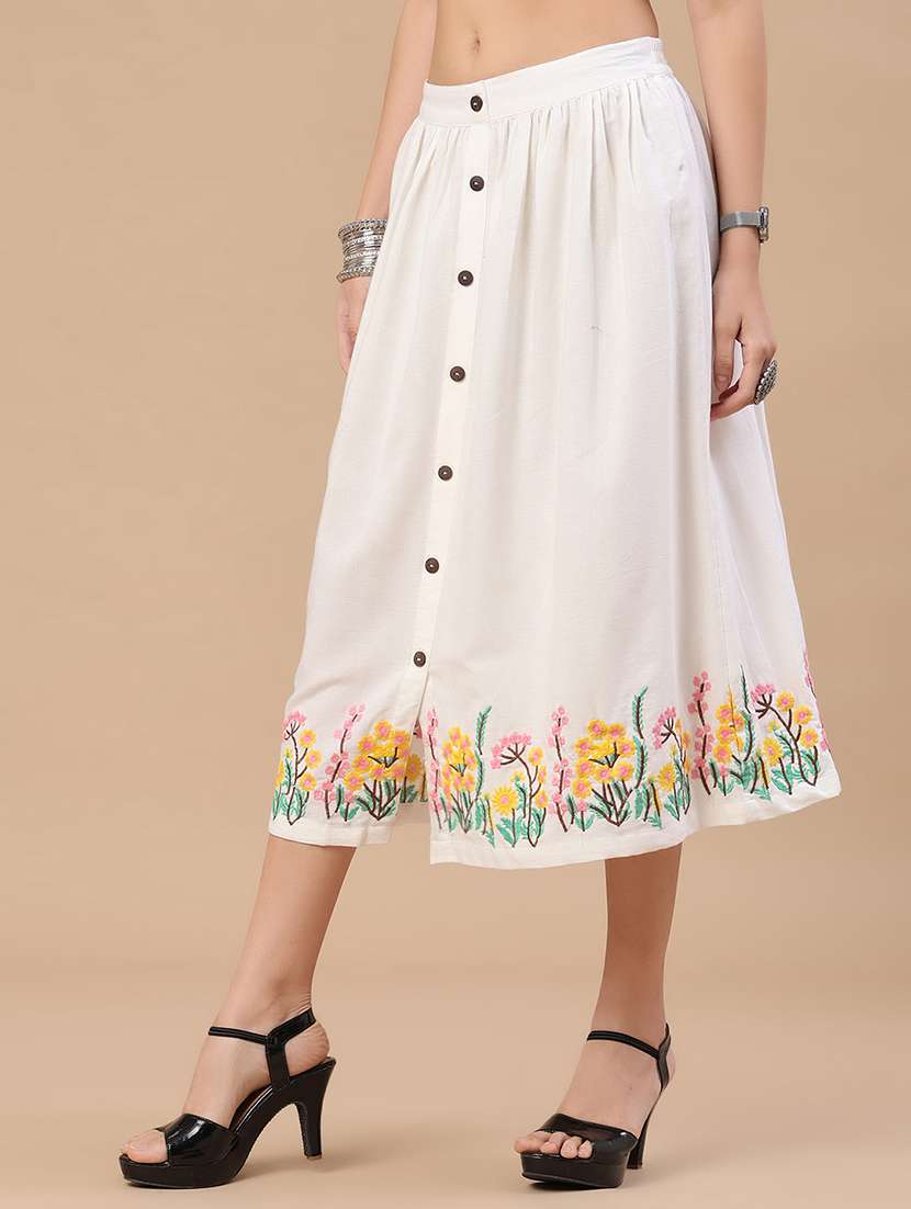 women embroidered mid rise a-line skirt - 22304085 -  Standard Image - 2