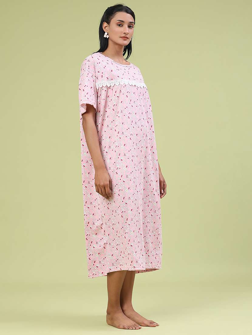 women printed short sleeve nighty - 22304118 -  Standard Image - 2
