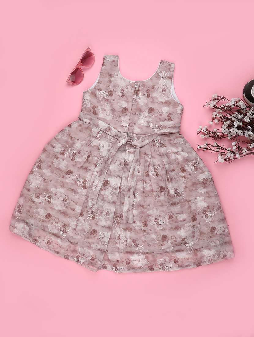 girls printed sleeveless flared frock - 22304196 -  Standard Image - 2