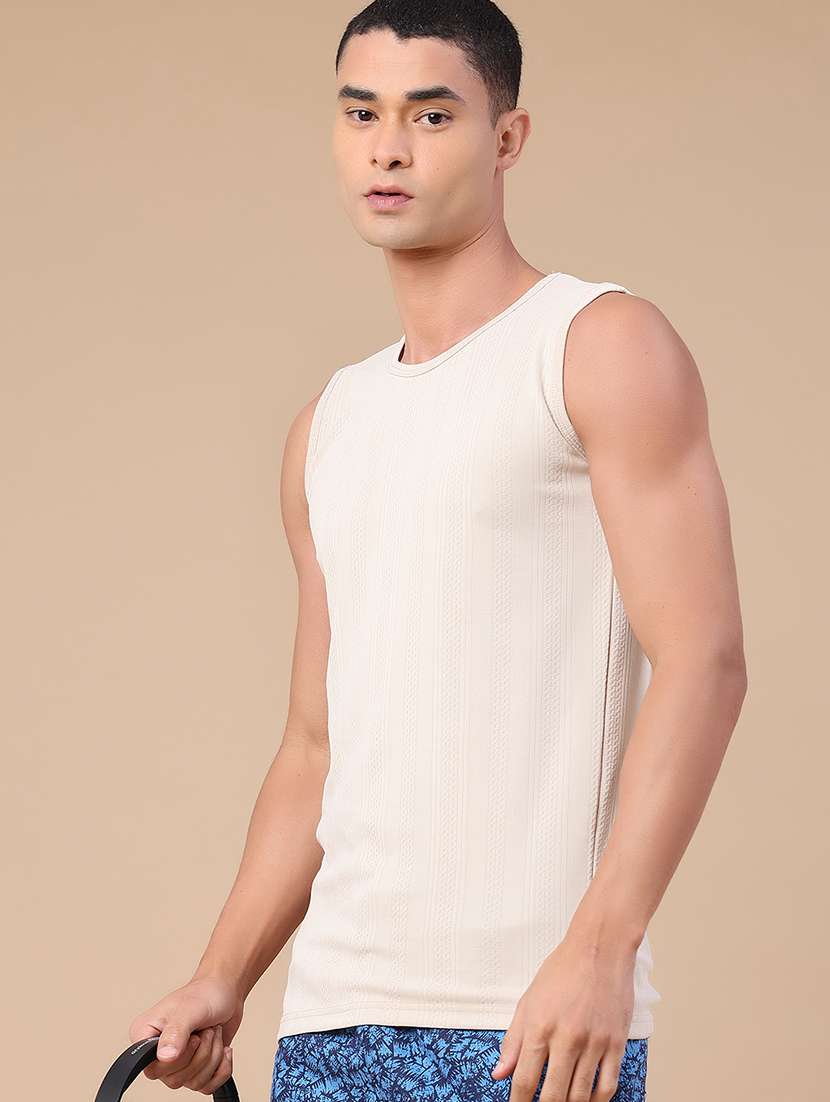 men self design sleeveless slim fit t-shirt  - 22304280 -  Standard Image - 2