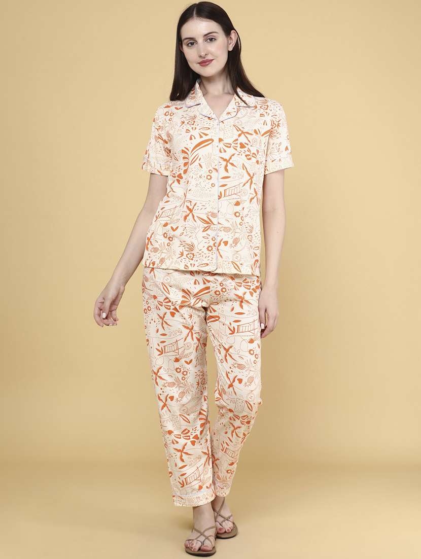 orange polyester pyjama set nightwear - 22304700 -  Standard Image - 2