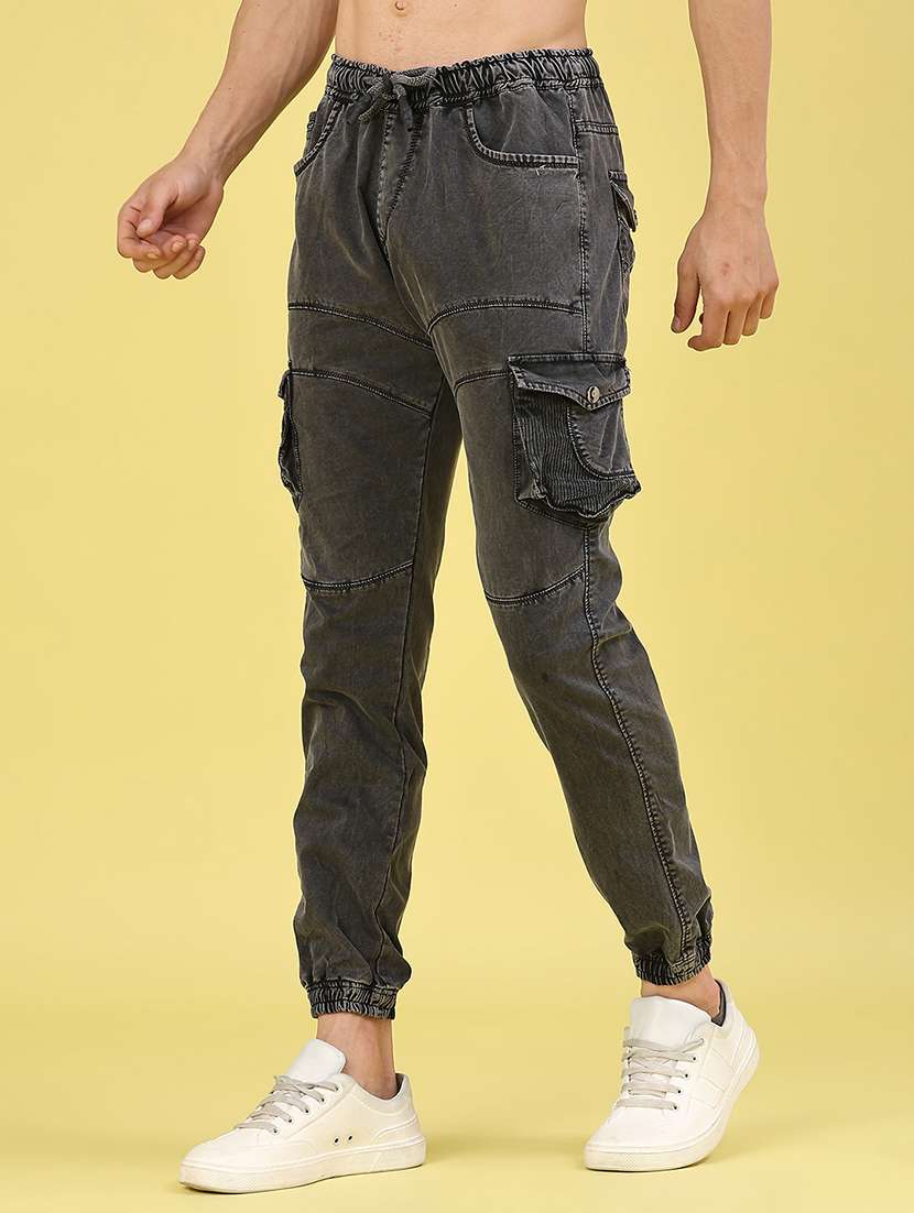 men solid mid rise regular fit jogger - 22304712 -  Standard Image - 2