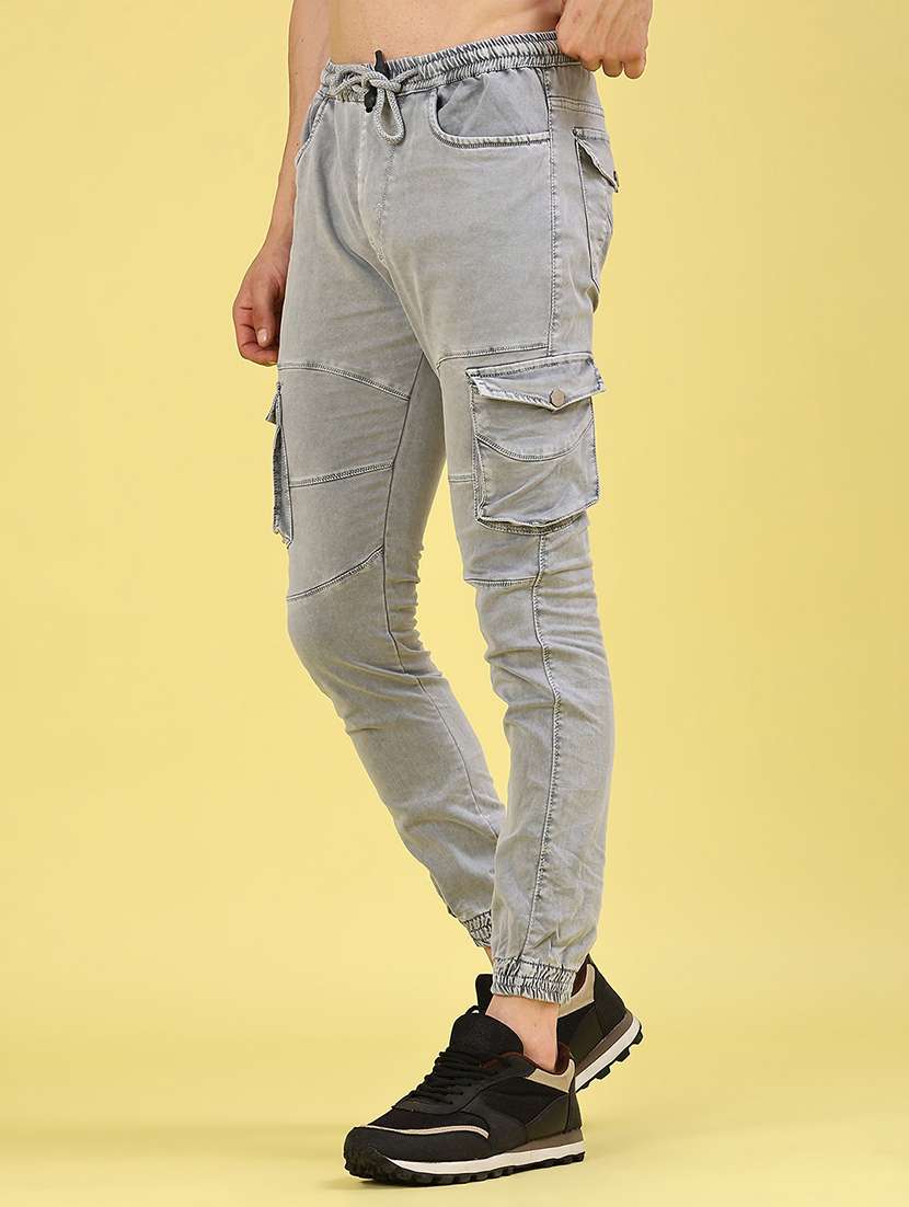 men solid mid rise regular fit jogger - 22304718 -  Standard Image - 2