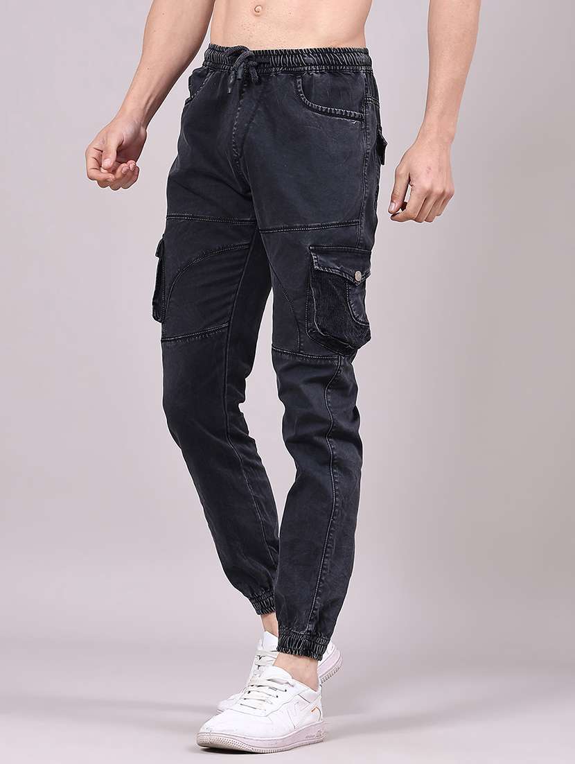 men solid mid rise regular fit jogger - 22304727 -  Standard Image - 2