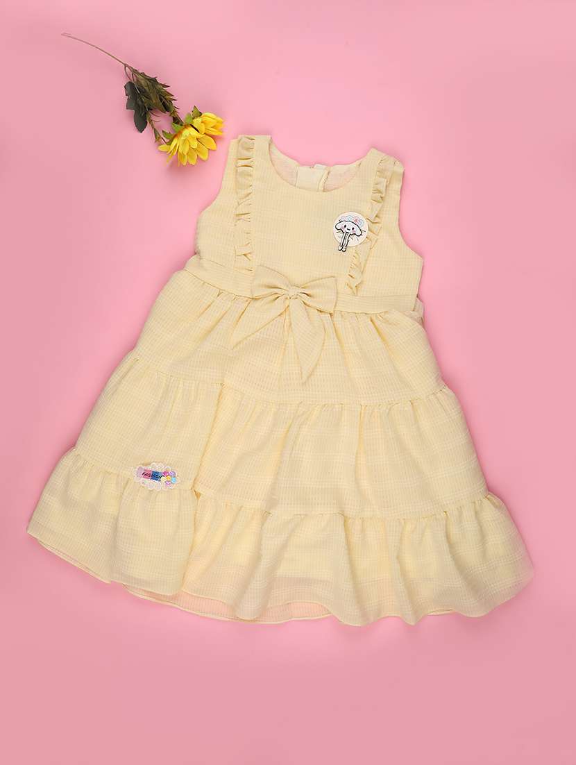 girls self designed sleeveless flared frock - 22304763 -  Standard Image - 2