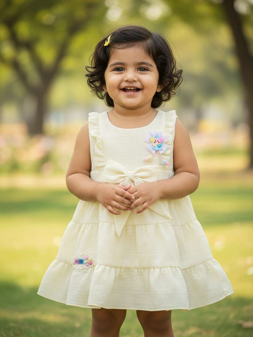 girls solid sleeveless tiered frock