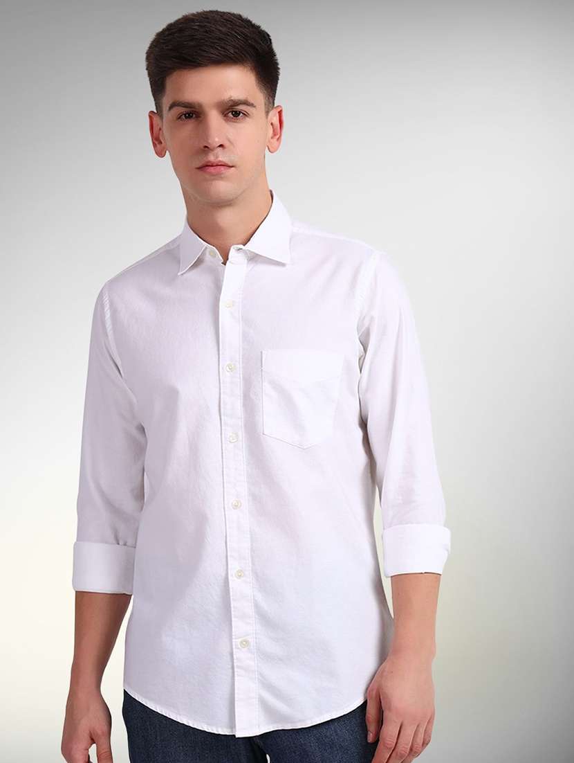 men solid long sleeve regular fit casual shirt