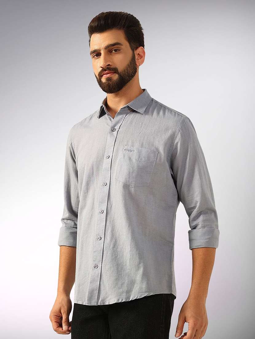 men solid long sleeve regular fit casual shirt