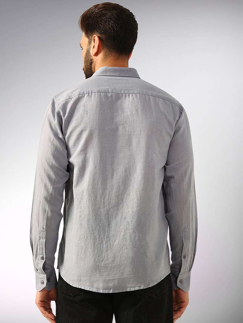 men solid long sleeve regular fit casual shirt - 22305112 -  Standard Image - 2