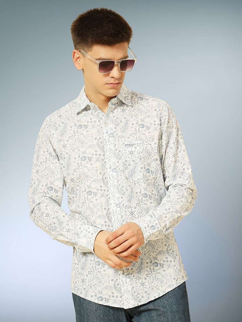 men paisley long sleeve regular fit casual shirt