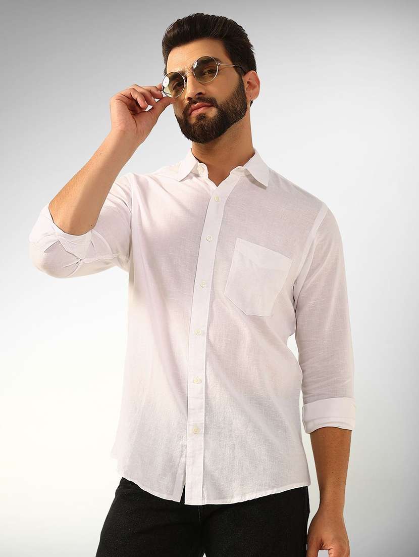 men solid long sleeve regular fit casual shirt