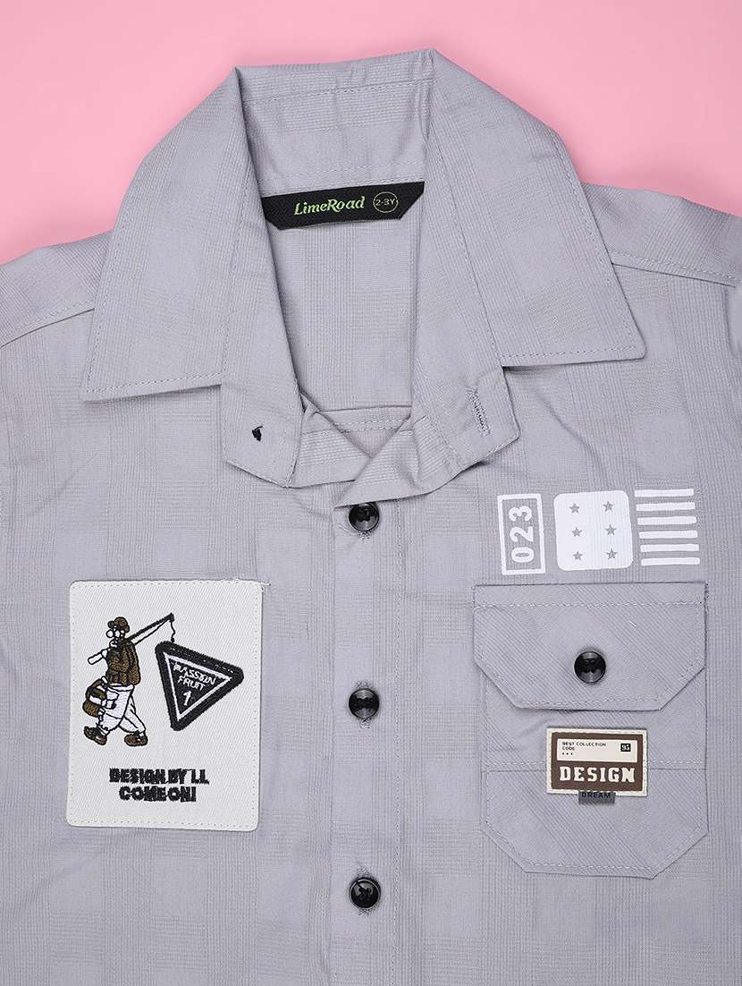 boys solid collared short sleeve shirt - 22305340 -  Standard Image - 2