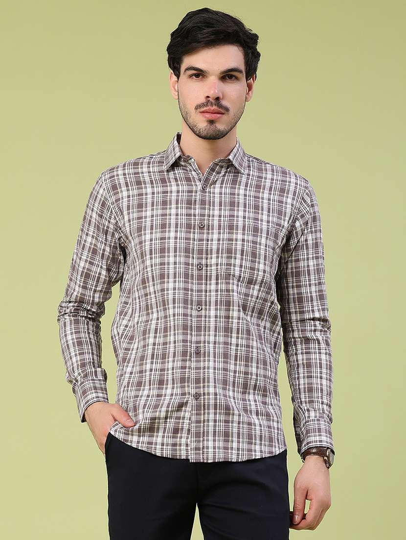 men checkered long sleeve slim fit casual shirt - 22305390 -  Standard Image - 2
